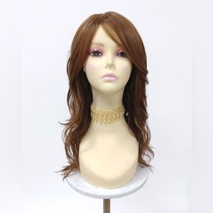 Auburn strawberry blonde wavy heat resistant wig